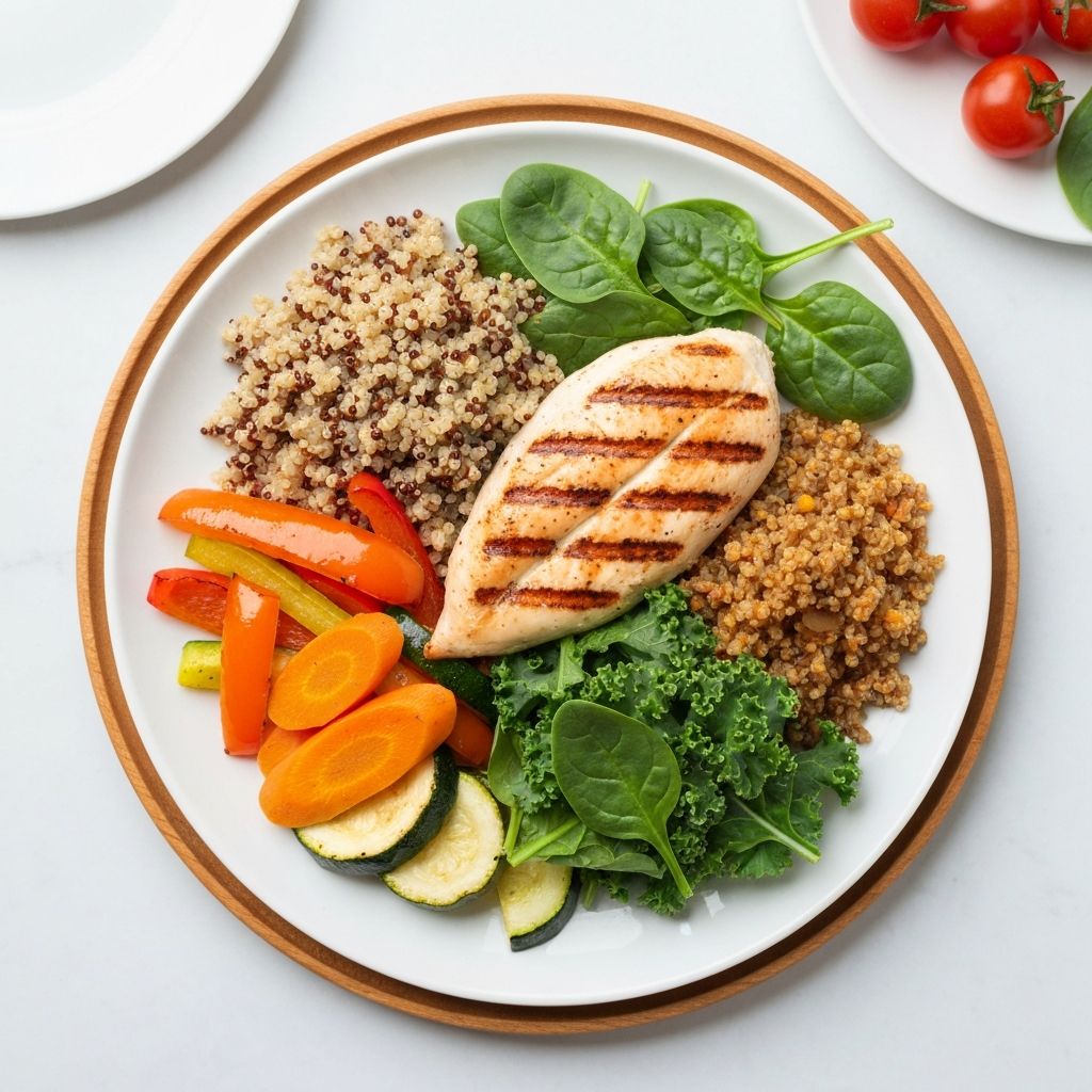 Balanced colorful plate of food